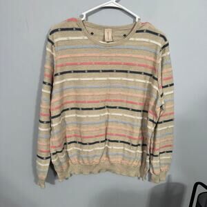 Skovhuus Multicolor Striped Knit Pullover Sweater Women's Plus Size 2X Crewneck